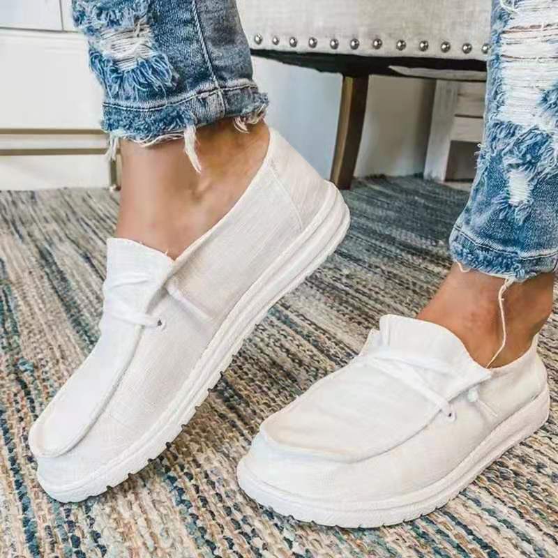 Damen nan Segeltuch-Mokassin-Sneaker mit elastischer Schnürung gepolstertem Komfortfußbett und profilierter Gummisohle Drune