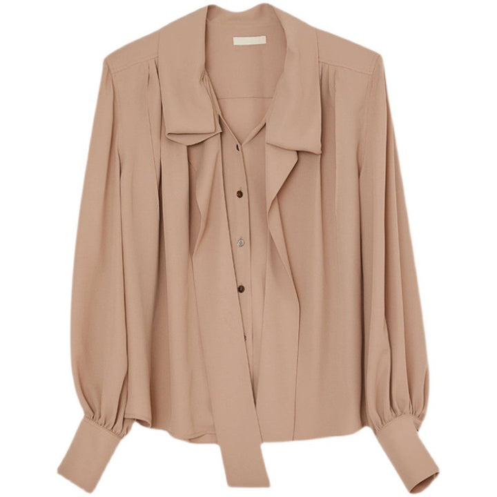 Damen elegante Bluse mit Bindegürtel Drune