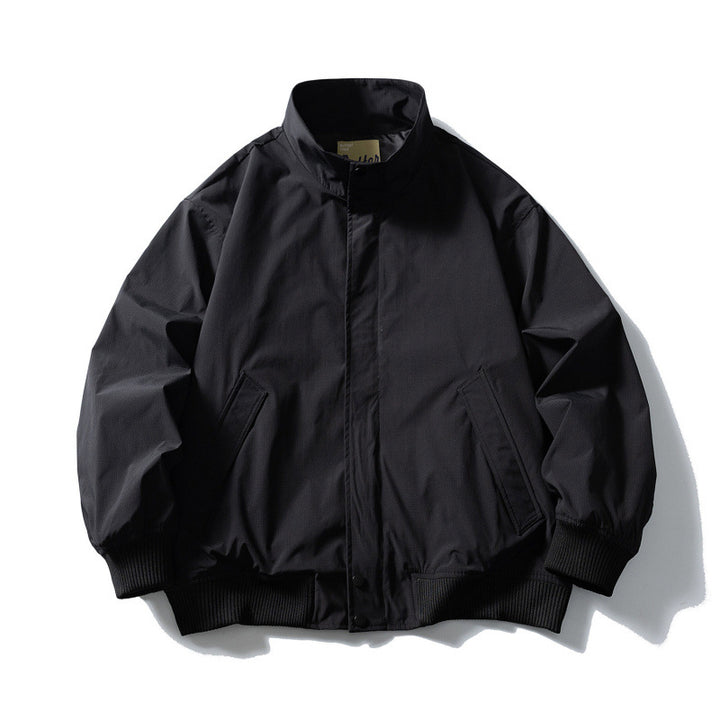 Herren Boxy-Bomberjacke mit Stehkragen, verdeckter Druckknopfleiste und elastischen Rippbündchen Drune
