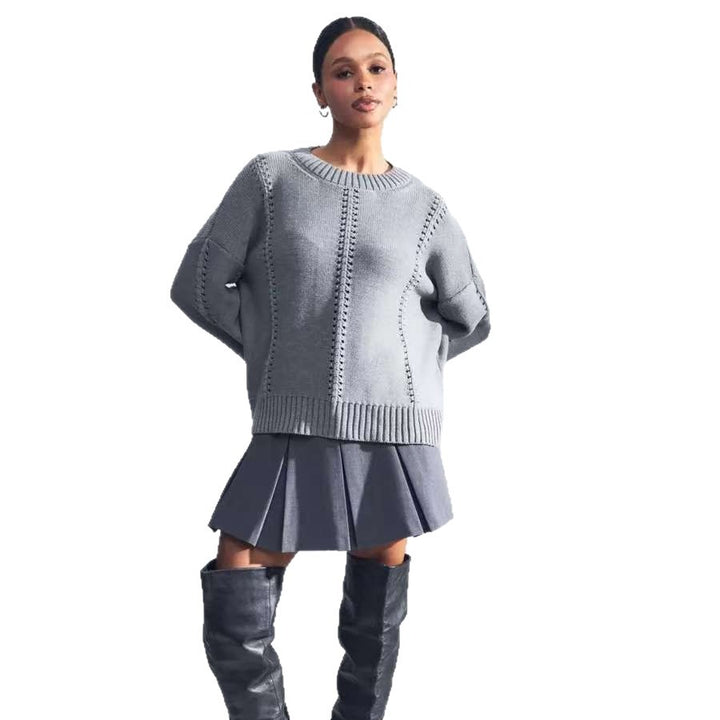 Damen Lässiger Strickpullover mit modernem Schnitt Drune