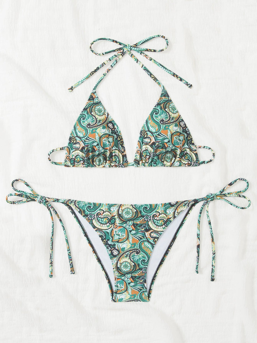 Damen Bikini-Set mit verspieltem Bindeband und buntem Muster Drune