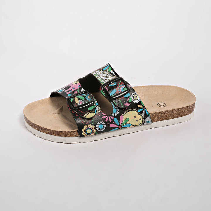 Damen modische Zehentrenner-Sandalen mit floralem Design und anatomischem Fußbett Drune