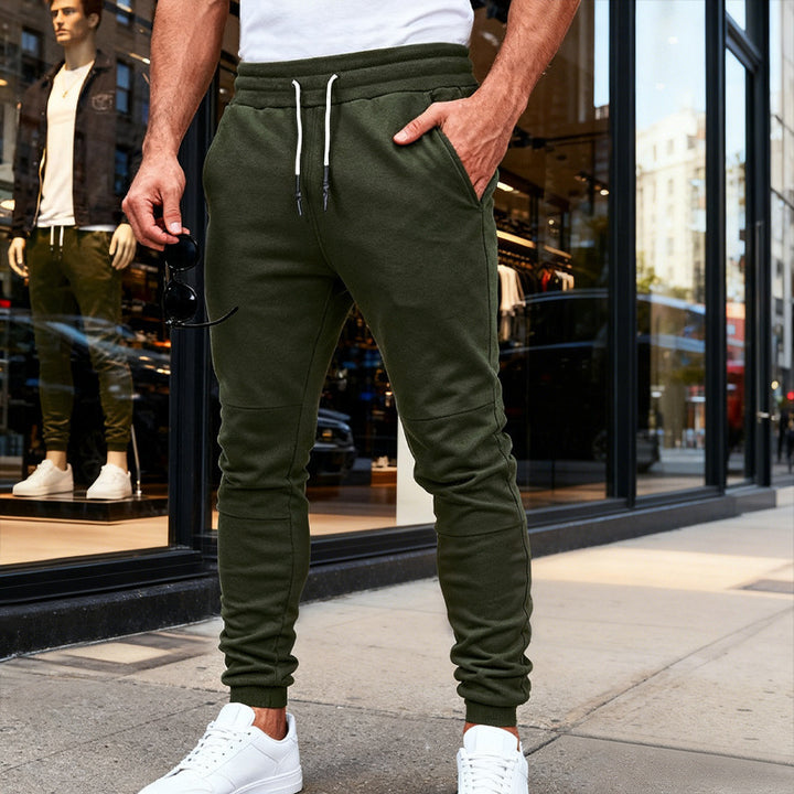 Herren nan tapered Jogginghose mit Kniepasse, elastischem Tunnelzugbund und Reißverschlusstaschen Drune