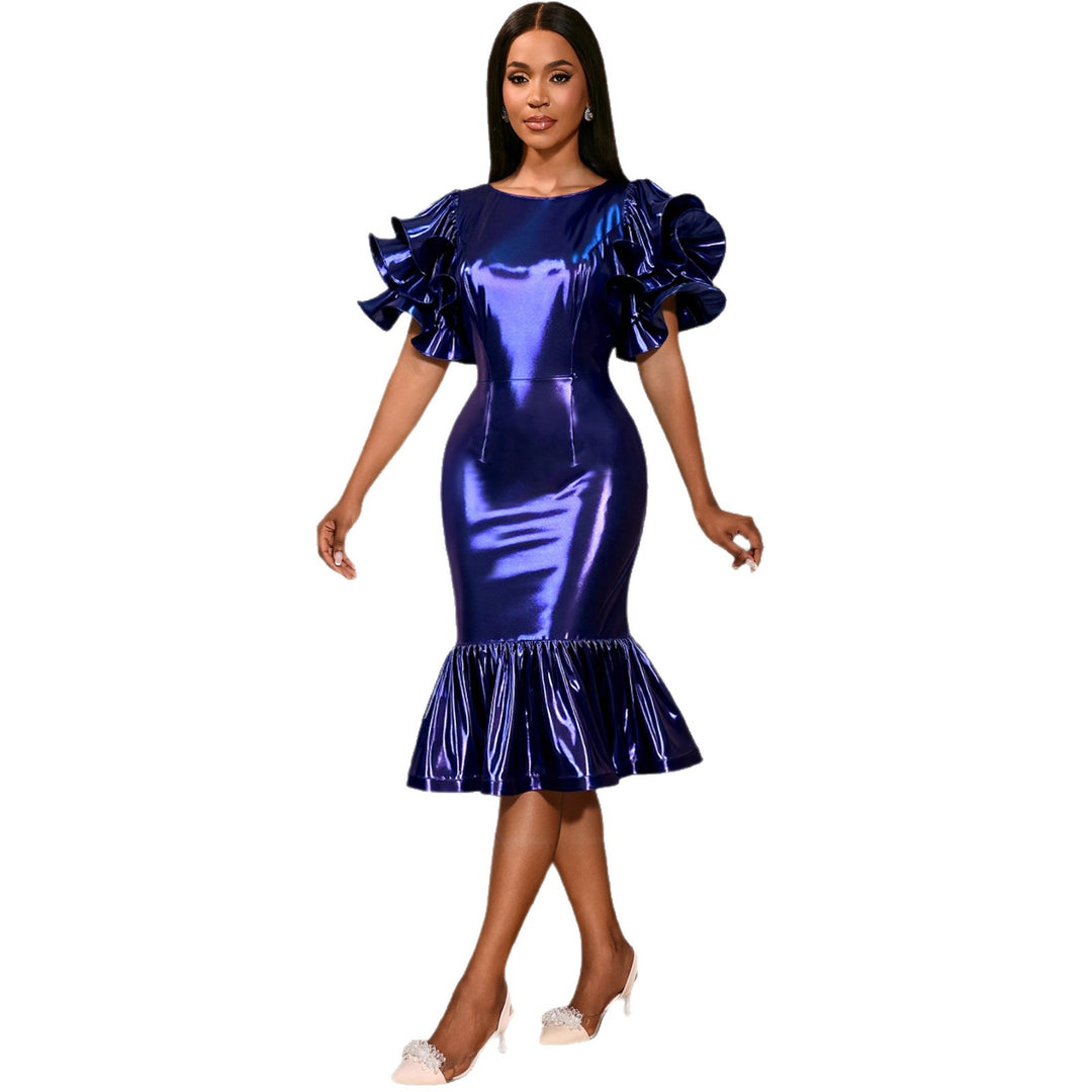 Damen glamouröses Abendkleid mit voluminösen Rüschensäumen Drune