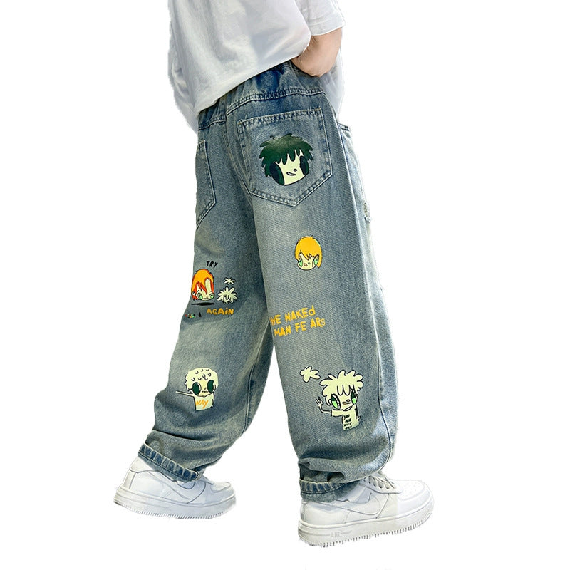 Unisex lässige Jeans mit bunten Graphics Drune