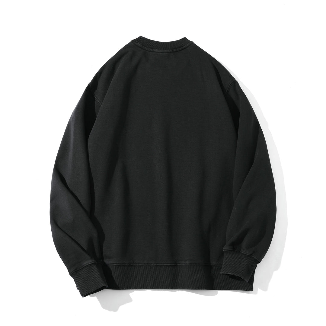 Unisex Locker geschnittener Baumwoll‑Fleece Pullover mit Script‑Logo Drune