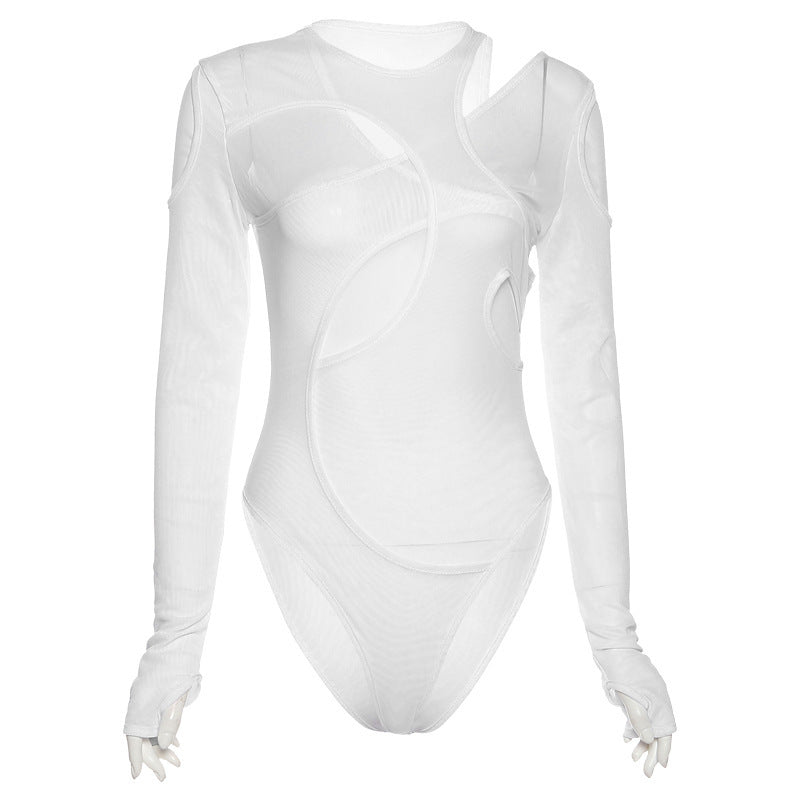 Damen Body mit asymmetrischem Schnitt und langem Arm Drune