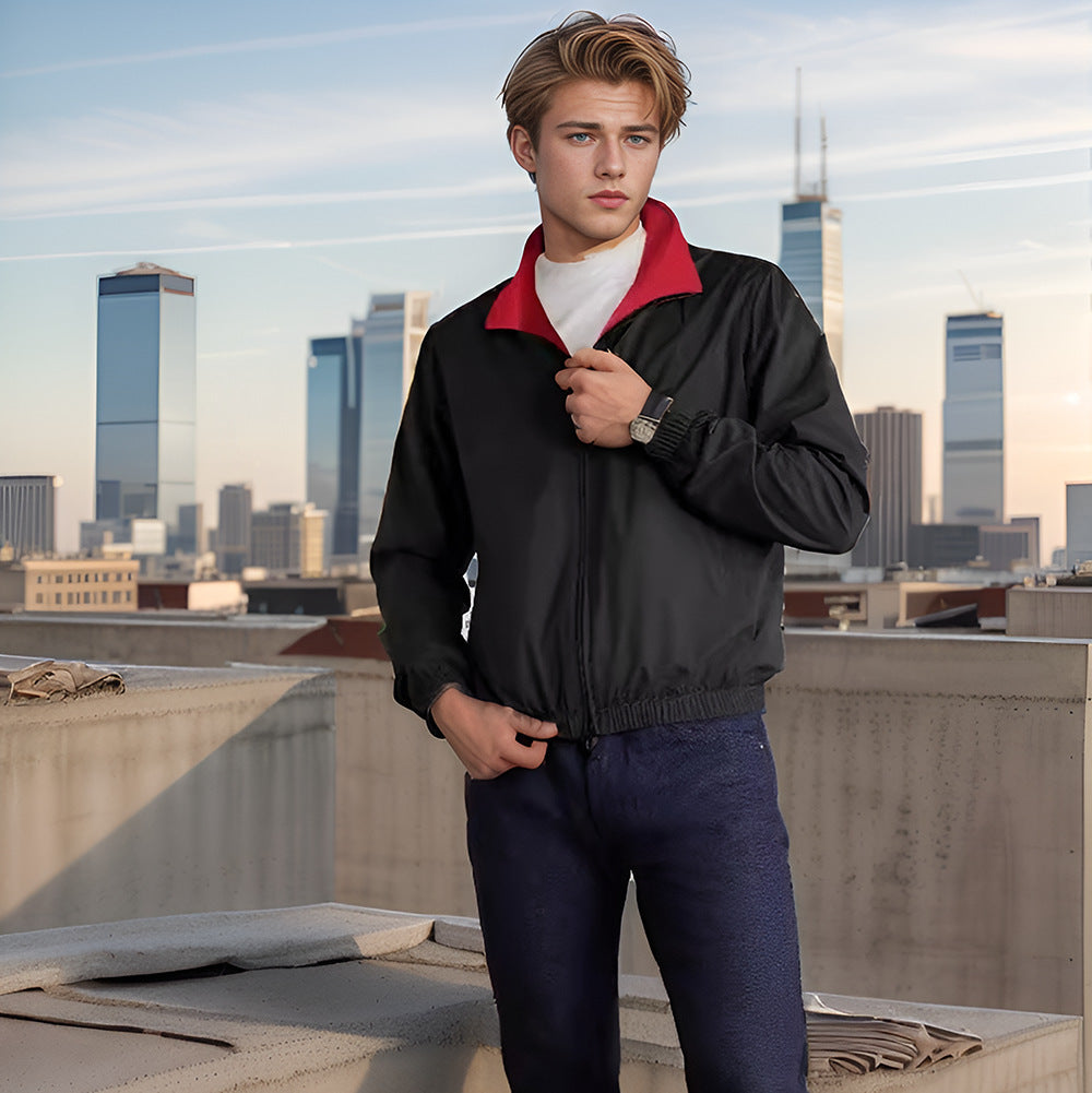 Herren leichte Windjacke mit hochabschließendem Kragen und praktischen Reißverschlusstaschen Drune
