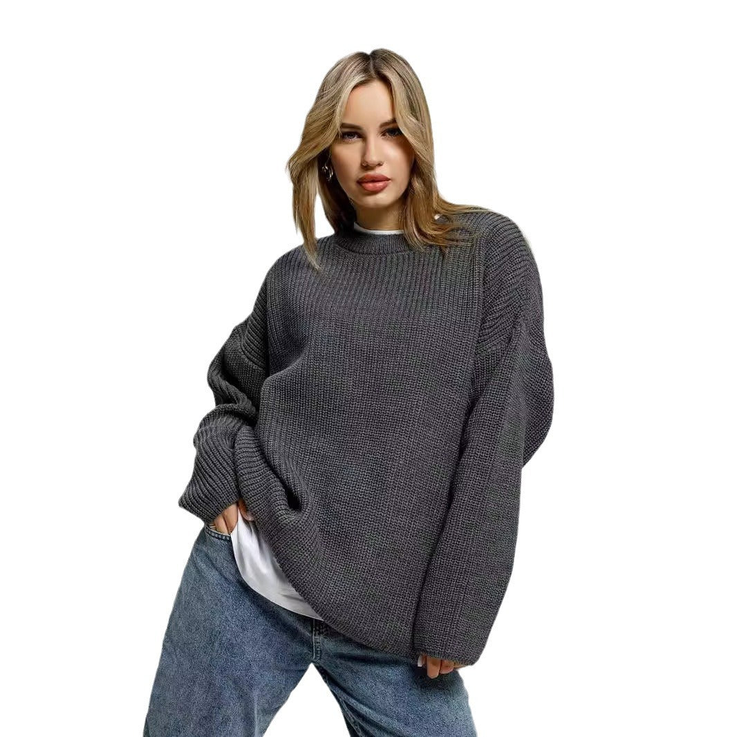 Damen lässiger Oversized Pullover mit strukturiertem Strickmuster Drune