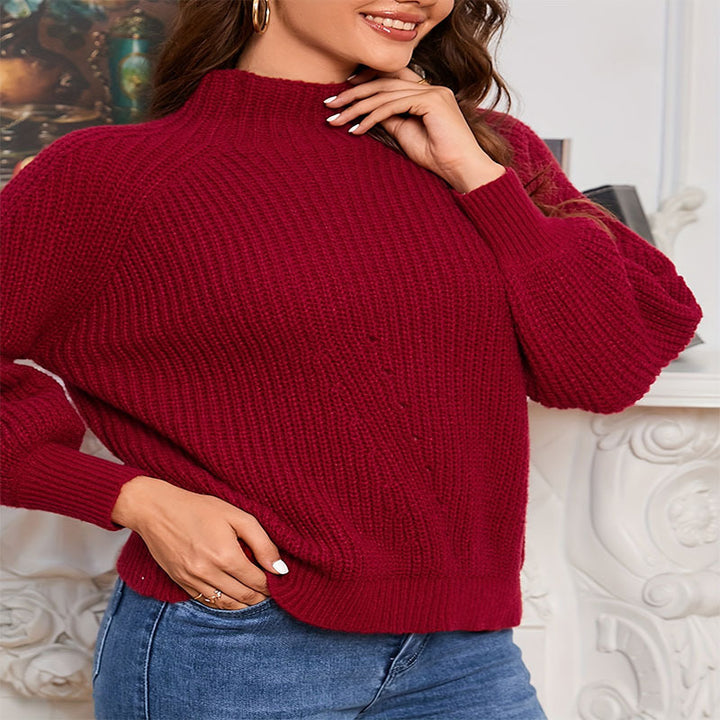 Damen modischer Rollkragenpullover mit strukturiertem Rippmuster und lässigem Schnitt Drune