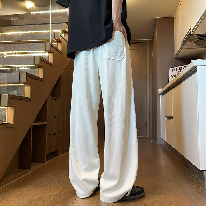 Herren Weite Relaxed Loungebundhose mit Tunnelzug und Eingrifftaschen Drune