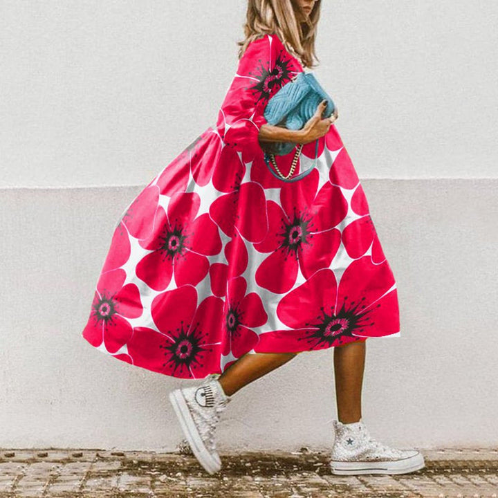 Damen Freizeitkleid mit farbenfrohem Blumendesign Drune