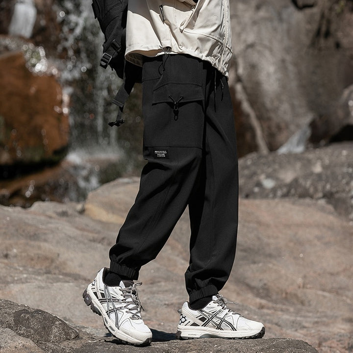 Herren Weite Relaxed-Cargo-Freizeithose mit Tunnelzugbund & Multifunktions‑Taschen Drune