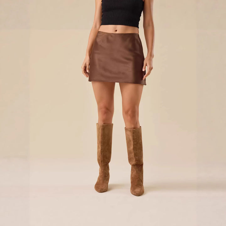 Damen Minirock im eleganten Satin-Finish mit hohem Schnitt Drune