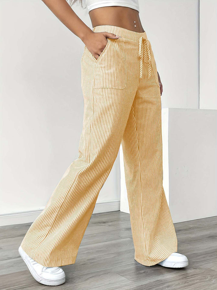 Damen nan weite Baumwoll-Loungehose mit Tunnelzug und Seitentaschen Drune