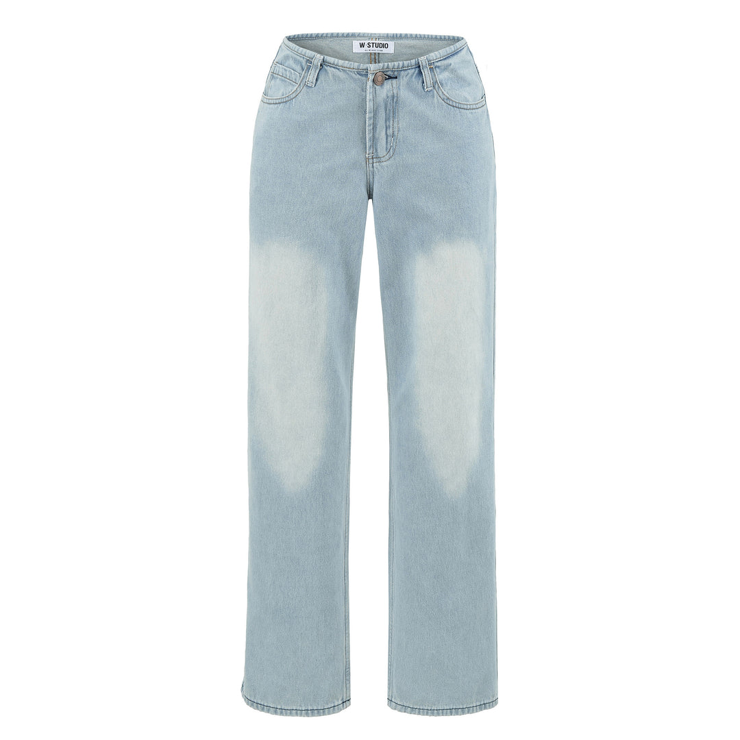 Damen Highwaist Cropped-Jeans mit geradem Schnitt und weitem Bein Drune