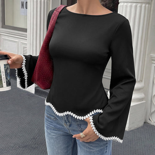Damen Elegantes Oberteil mit Spitzendetails Drune
