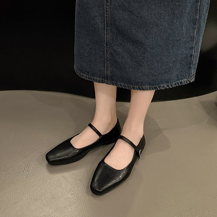 Damen elegante Mary Jane Ballerinas mit klassischem Riemchen und komfortablem Fußbett Drune