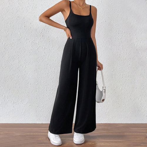 Damen legerer Jumpsuit mit schmalen Spaghetti-Trägern und fließendem Schnitt Drune