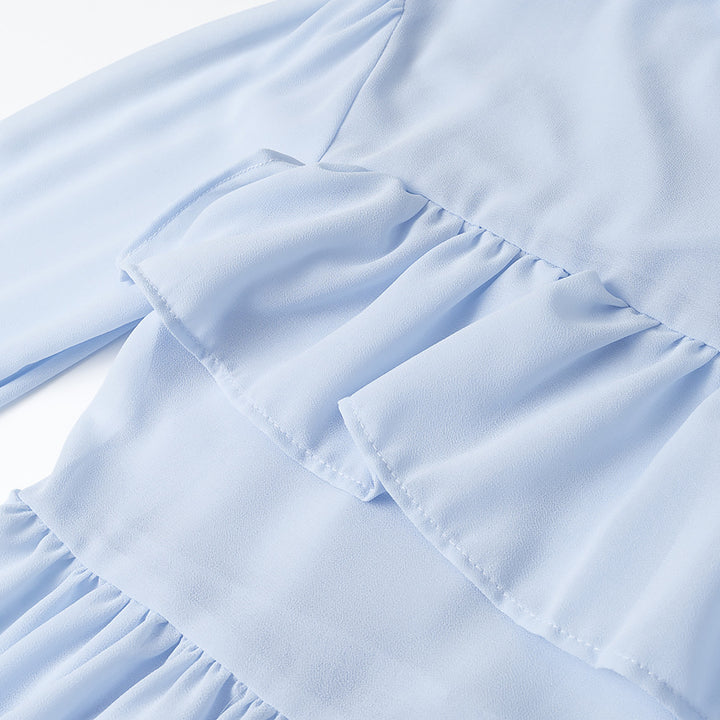 Damen elegante leichte Bluse mit Rüschenelementen Drune