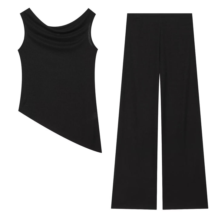 Damen Weite Strickhose mit hoher Taille und ausgestelltem Bein Drune