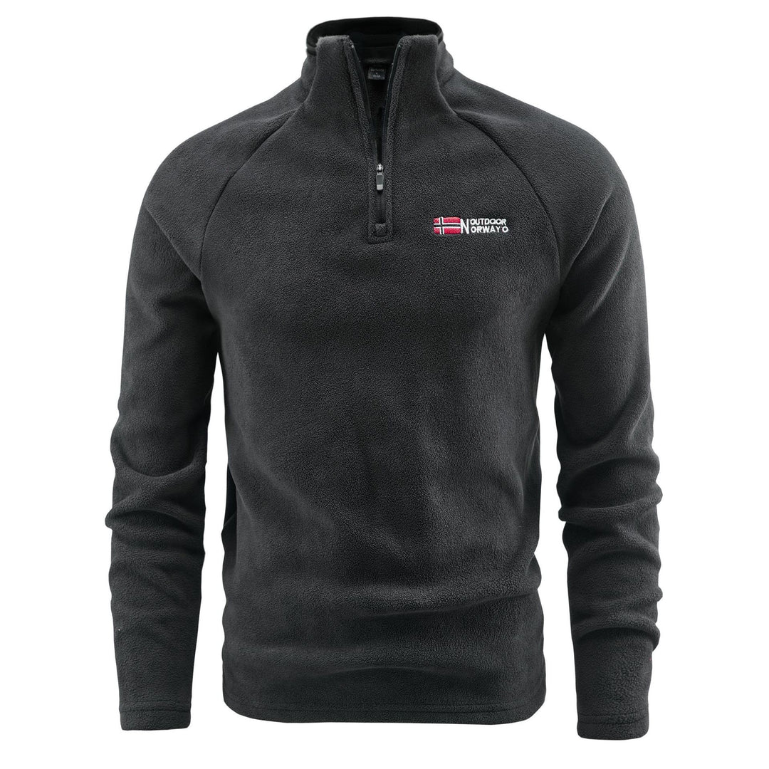 Herren Fleece-Pullover mit halbem Reißverschluss und hohem Stehkragen Drune