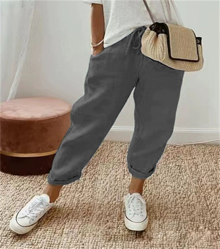 Damen Bequeme und lässige Chino-Hose mit elastischem Bund Drune