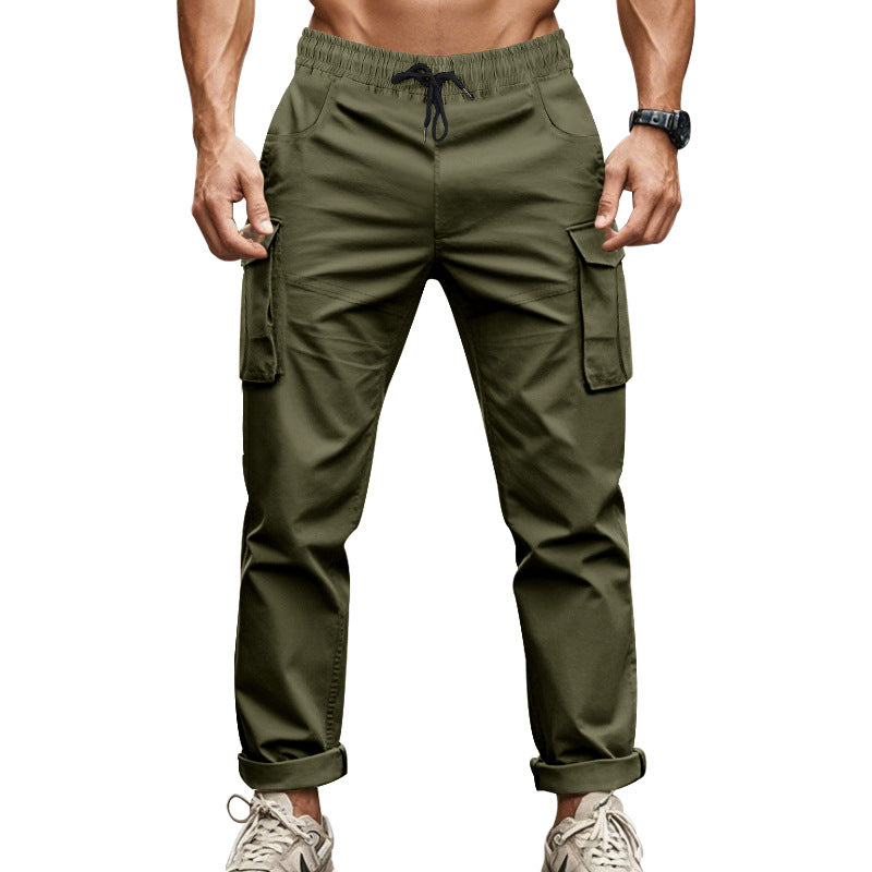 Herren nan urbane Cargo‑Chino im Joggingstil mit elastischem Tunnelzugbund und multifunktionalen Taschen Drune