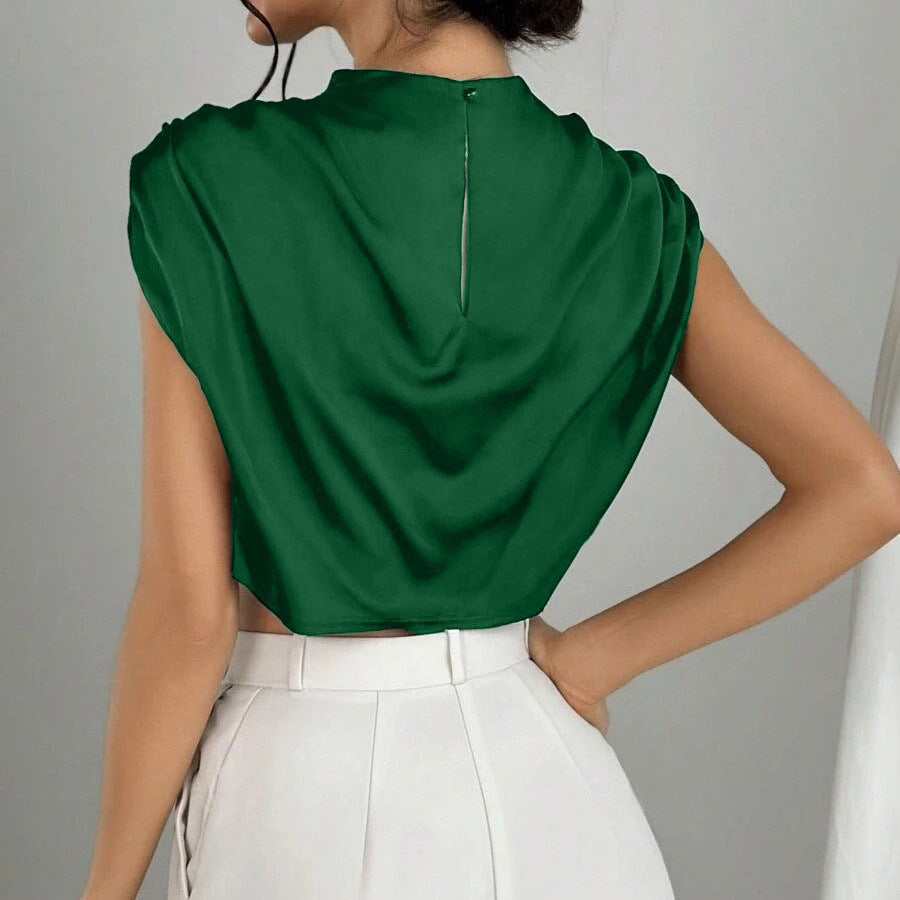 Damen elegantes Oberteil mit weichen Stofffalten und Rückenausschnitt Drune