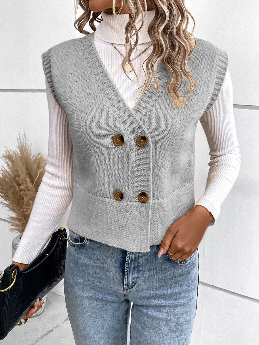 Damen Strickweste mit doppelter Knopfleiste Drune