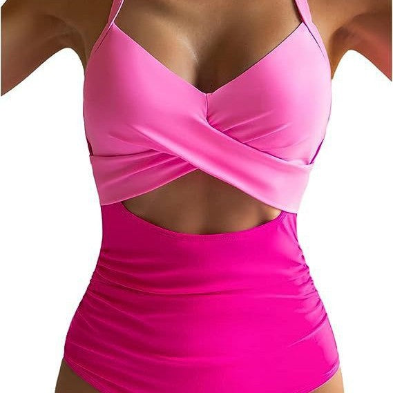 Damen Einteiliger Badeanzug mit elegantem Wickelschnitt Drune