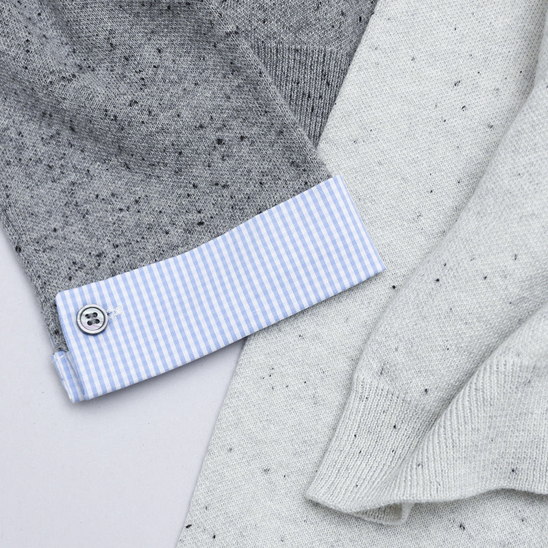 Damen Kurz geschnittener Feinstrick-Cardigan mit kontrastierenden Hemdblusenmanschetten Drune