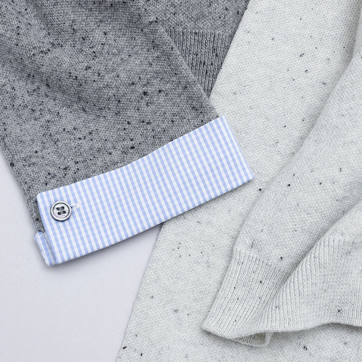 Damen Kurz geschnittener Feinstrick-Cardigan mit kontrastierenden Hemdblusenmanschetten Drune