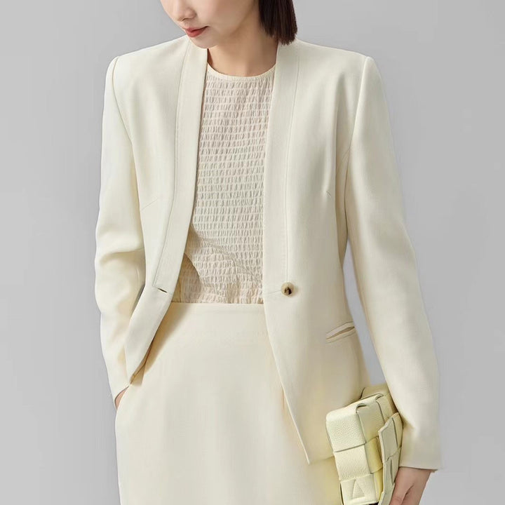 Damen Figurbetonter Ein-Knopf-Blazer mit minimalistischer V-Front und Einschubtaschen Drune