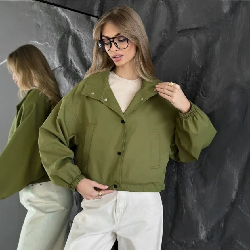 Damen Modische Kurzjacke mit hohem Kragen