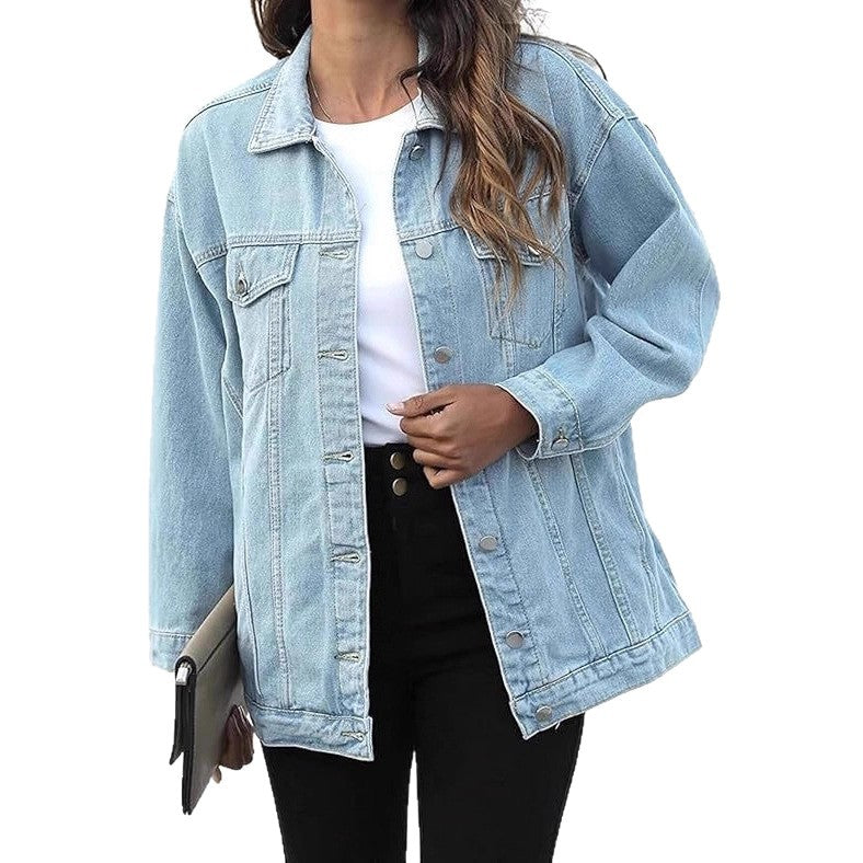 Damen Lässige Denimjacke mit oversized Schnitt Drune