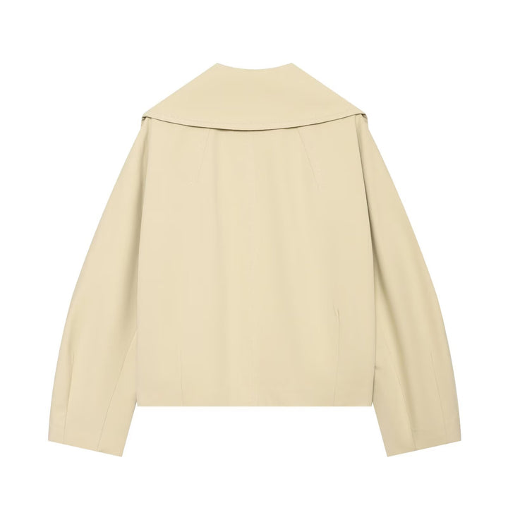 Damen Cropped Utility-Blouson mit übergroßem Reverskragen und Hornknopf‑Front Drune