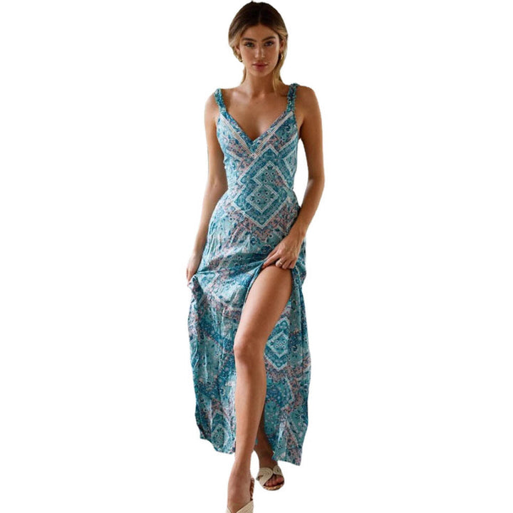 Damen luftiges Maxikleid mit elegantem Spitzen-Detail und seitlichem Schlitz Drune