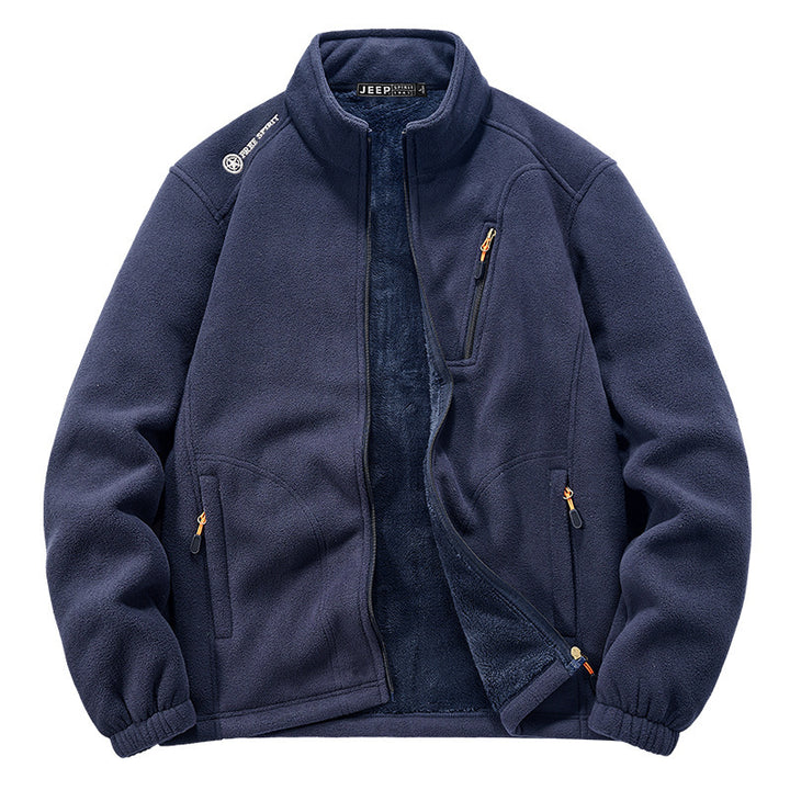 Herren Thermo‑Fleecejacke mit Sherpa‑Innenfutter, Stehkragen und Reißverschlusstaschen Drune