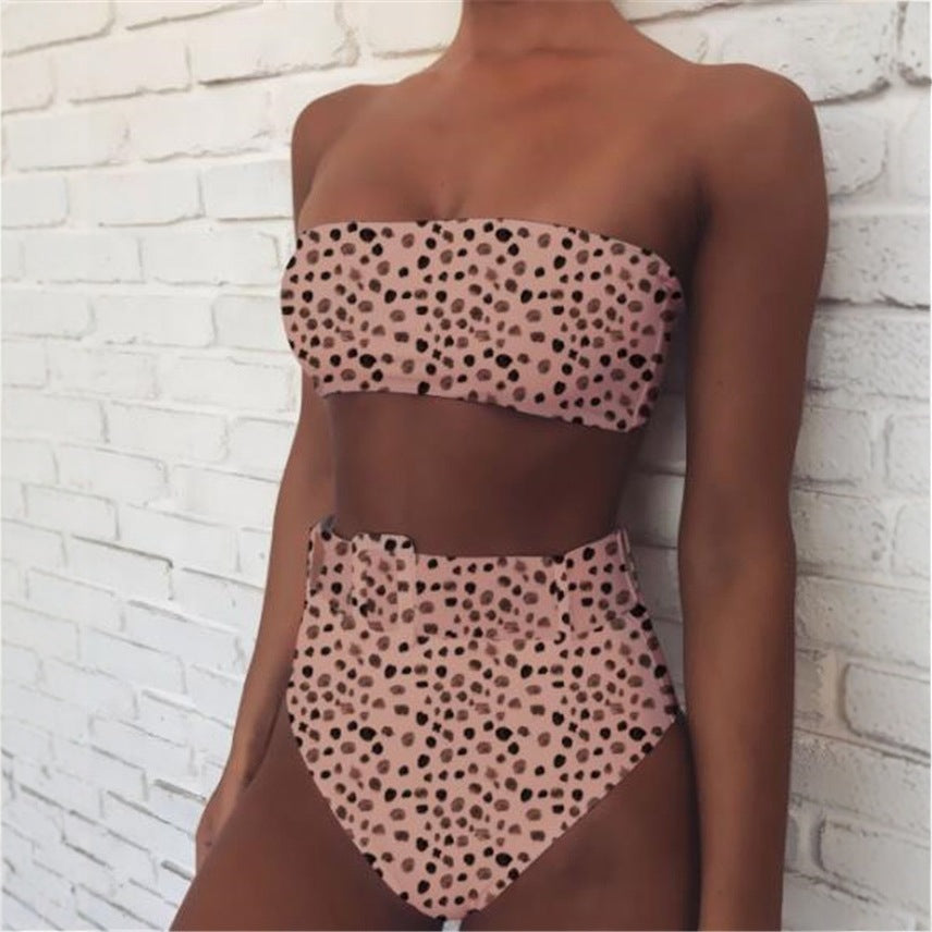 Damen Hochgeschlossen Bikini-Set mit Riemen Drune