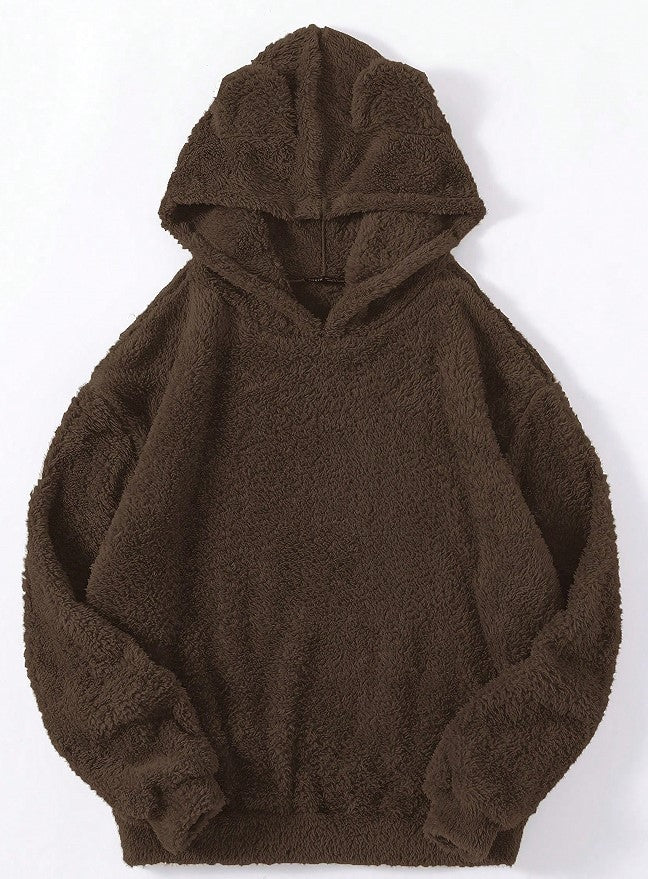Damen nan kuscheliger Teddy-Hoodie mit Ohren, elastischem Bund und extra weichem Plüsch Drune