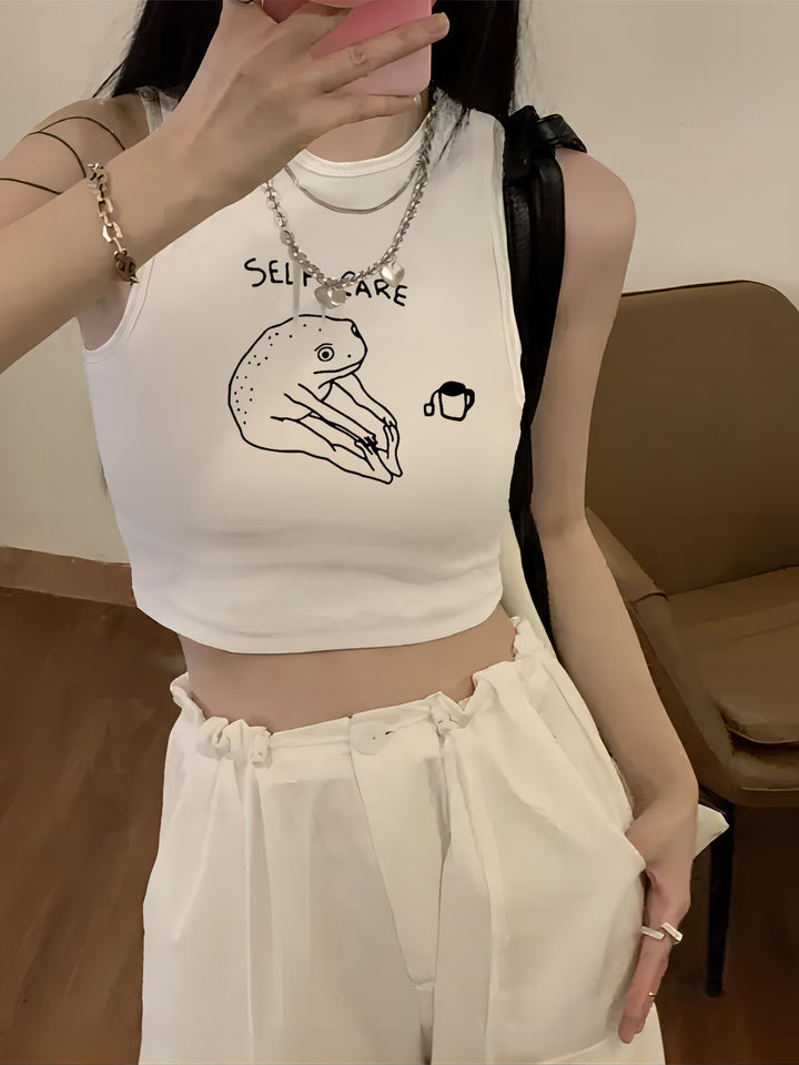 Damen Crop-Top mit kreativem Spruch und lässigem Schnitt Drune