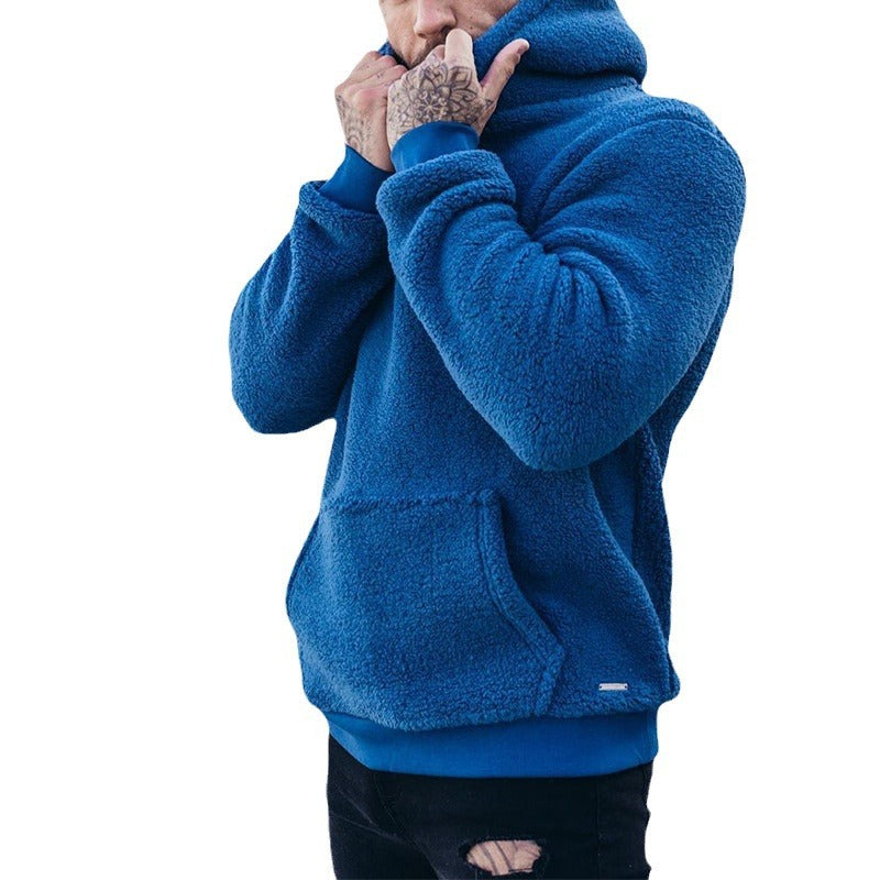 Herren nan sportiver Teddyfleece-Hoodie mit schmaler Passform und Kängurutasche Drune