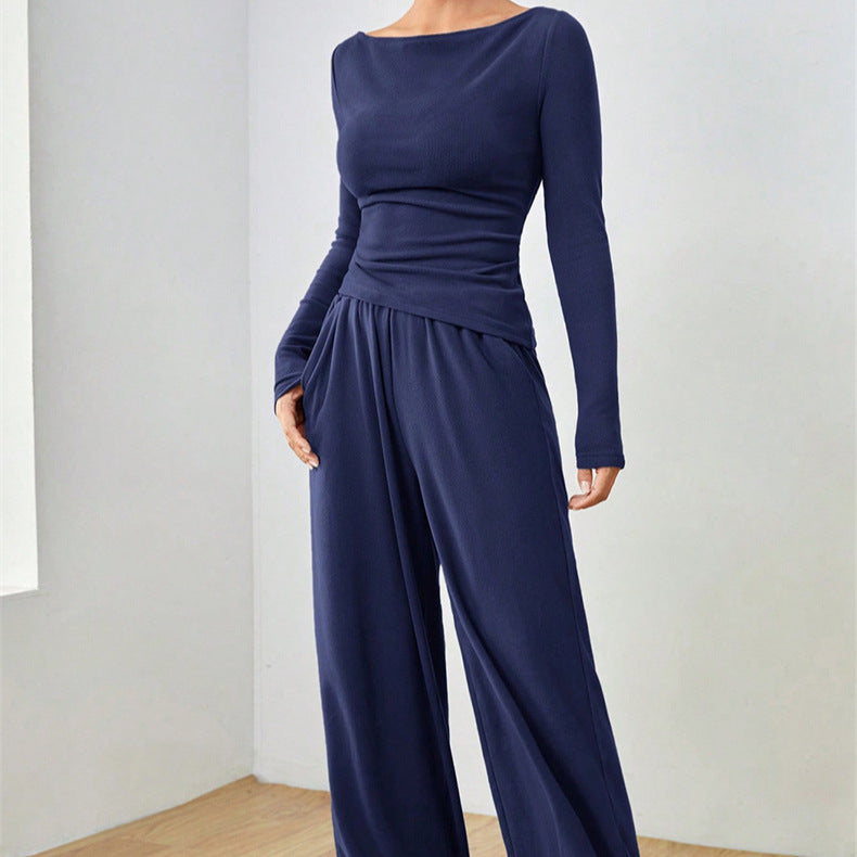 Damen Lässiges Oberteil und weite Hose Set Drune