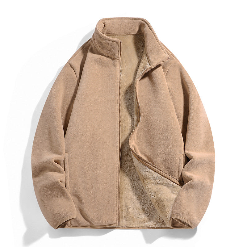 Herren Thermo-Fleecejacke mit weichem Sherpa-Innenfutter und Stehkragen Drune
