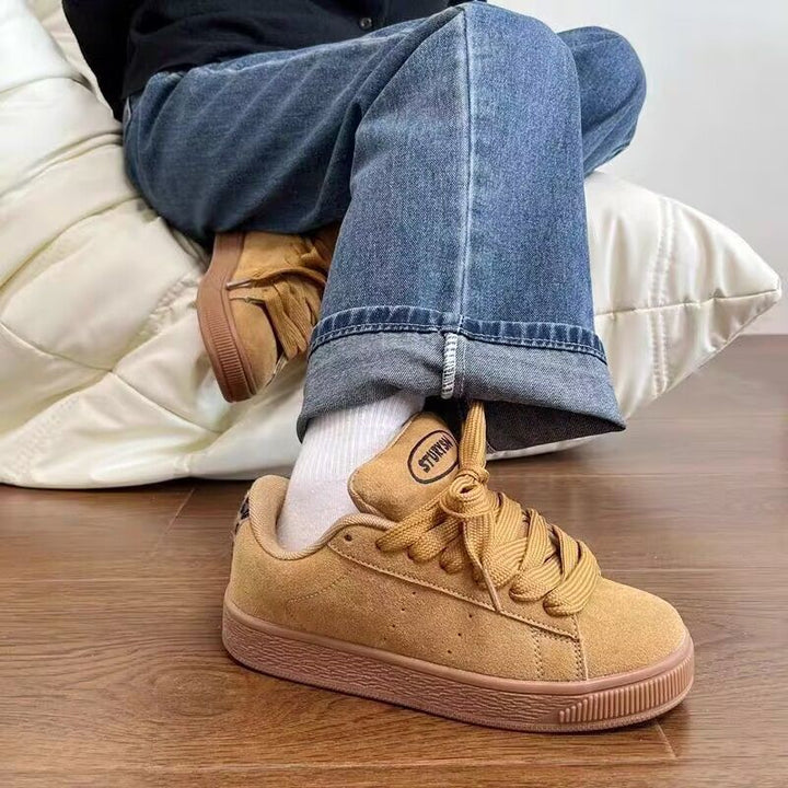 Damen Sportliche Sneakers mit weicher Veloursoberfläche und strapazierfähiger Gummisohle Drune