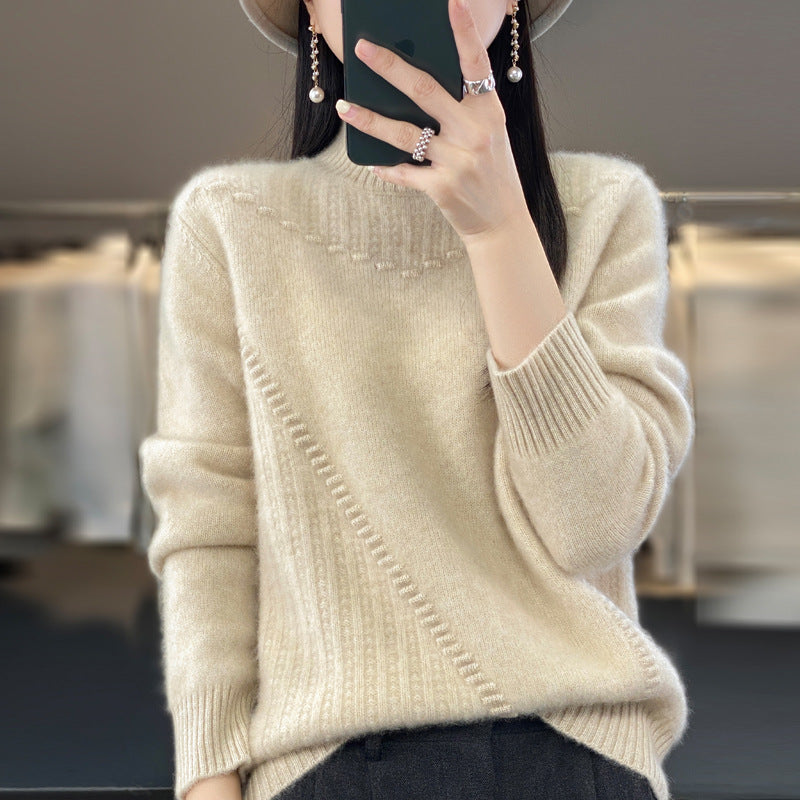 Damen Strickpullover mit strukturiertem Kragen und asymmetrischem Schnitt Drune