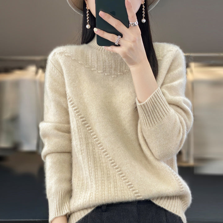 Damen Strickpullover mit strukturiertem Kragen und asymmetrischem Schnitt Drune