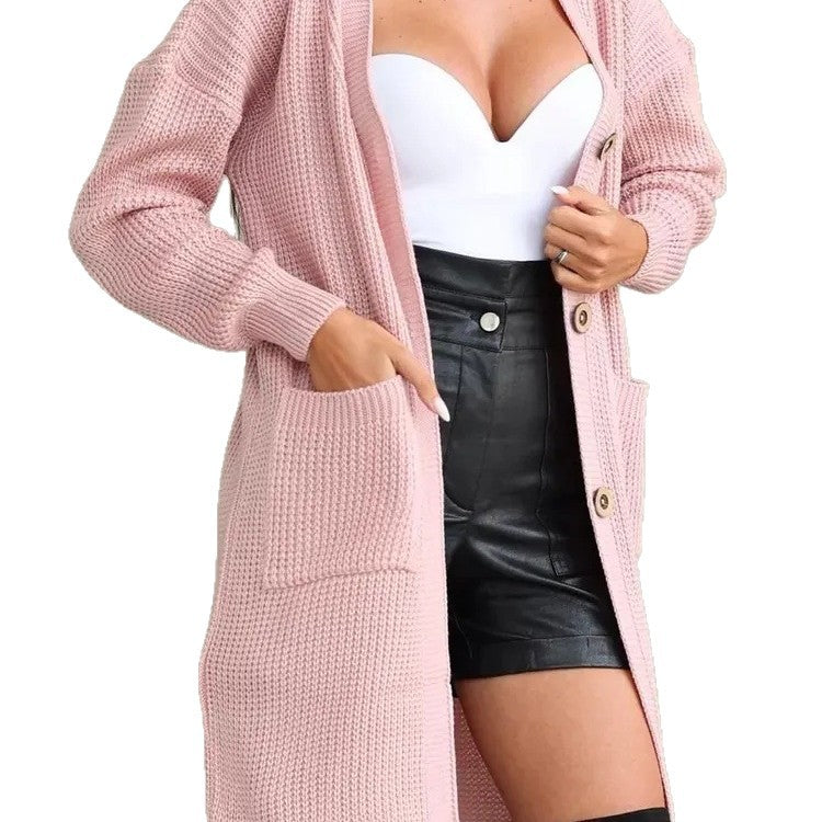 Damen Grobstrick-Cardigan mit schlichten Holzknöpfen und praktischen Taschen Drune