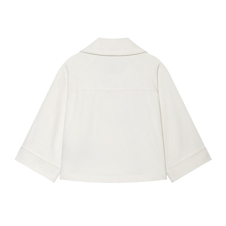 Damen Kurzes Doppelreihiges Trench‑Cape mit weitem Kragen und dreiviertel Ärmeln Drune